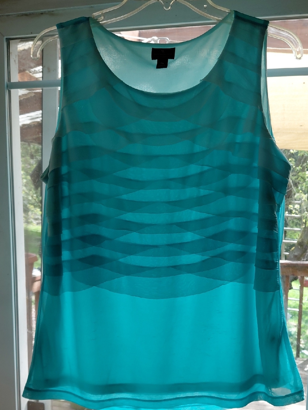 Worthington Teal Layered Sleeveless Shear Top